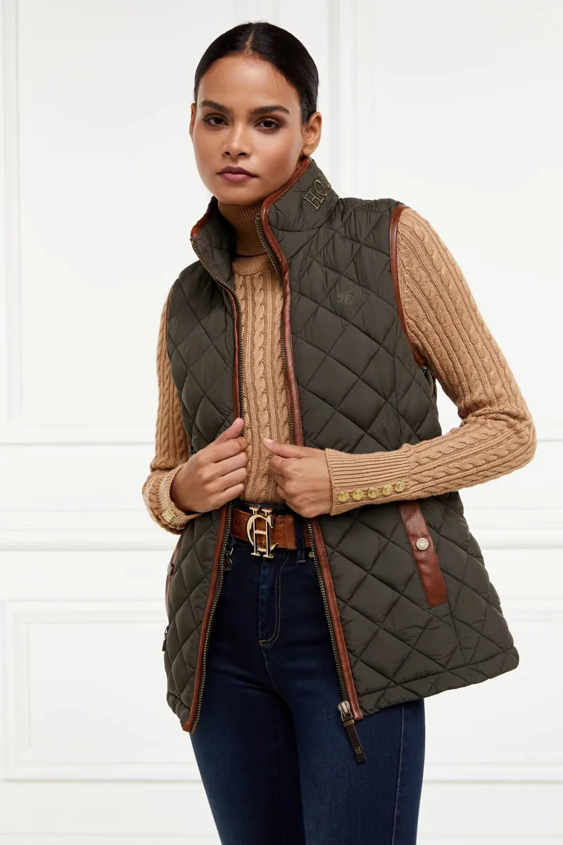 Holland Cooper Country Quilted Gilet Khaki-1